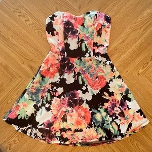 Floral Charlotte Russe strapless mini dress